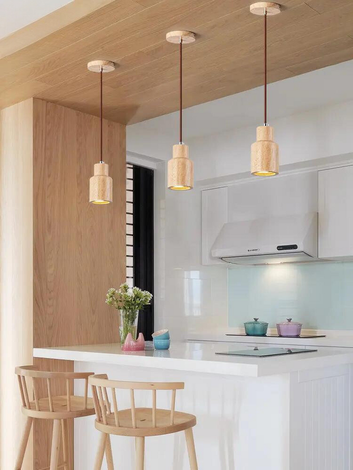Skandinavische Holzpendelleuchte – Minimalistisches Design für Wohnzimmer und Schlafzimmer | Natürliches Holz-Optik | Karnz