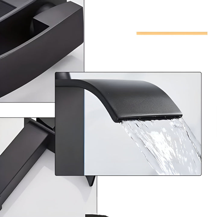 Edelstahl-Waschtischarmatur – Wasserfallauslauf mit Warm- und Kaltwasser | Einloch-Mischbatterie im Karnzack-Design für das Badezimmer
