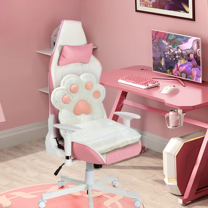 L-förmiges Katzenpfotenkissen – kuschelig und weich | Flauschiges Sitzkissen für Gaming-Stühle und Sofas