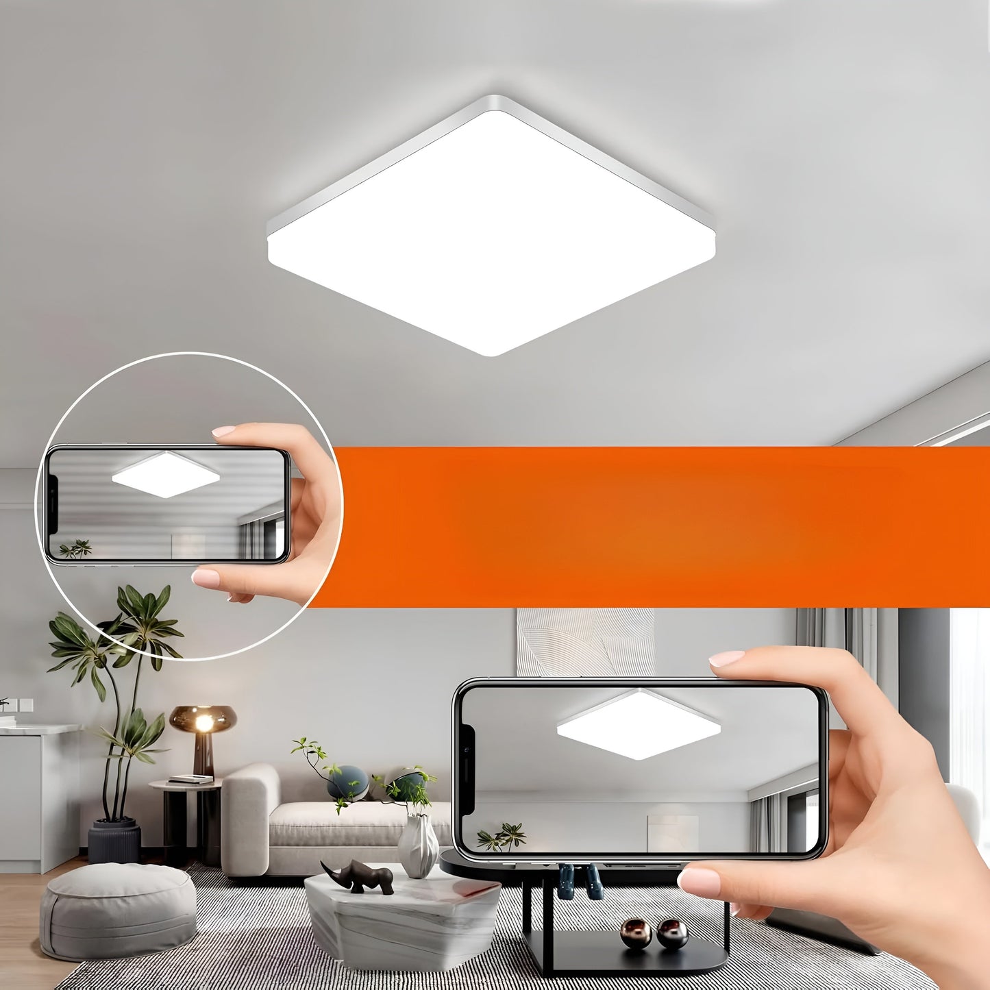 Quadratische LED-Deckenleuchte – Gleichmäßiges, Angenehmes Licht | Geeignet für Wohnzimmer & Badezimmer | Karnz
