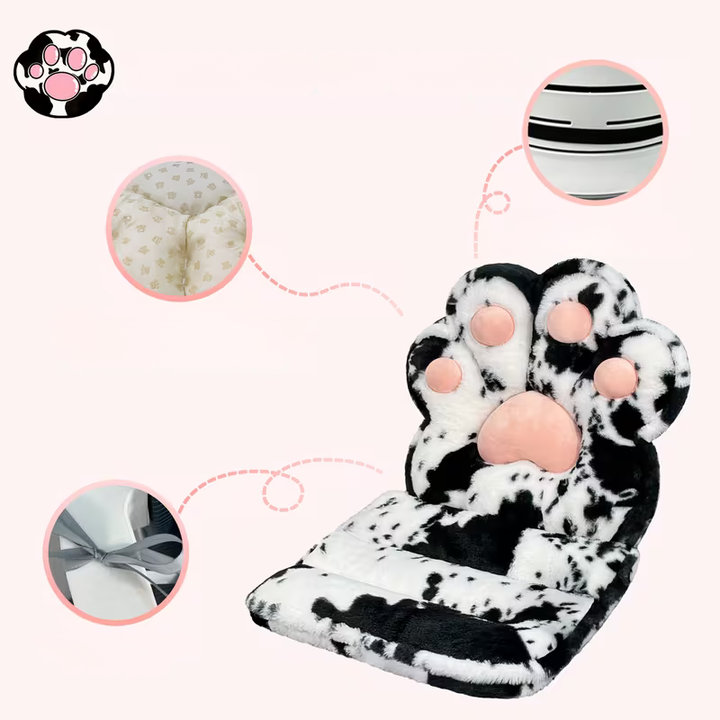 L-förmiges Katzenpfoten-Kissen – kuschelig und weich | Flauschiges Sitzkissen für Gaming-Stühle und Sofas | Karnz