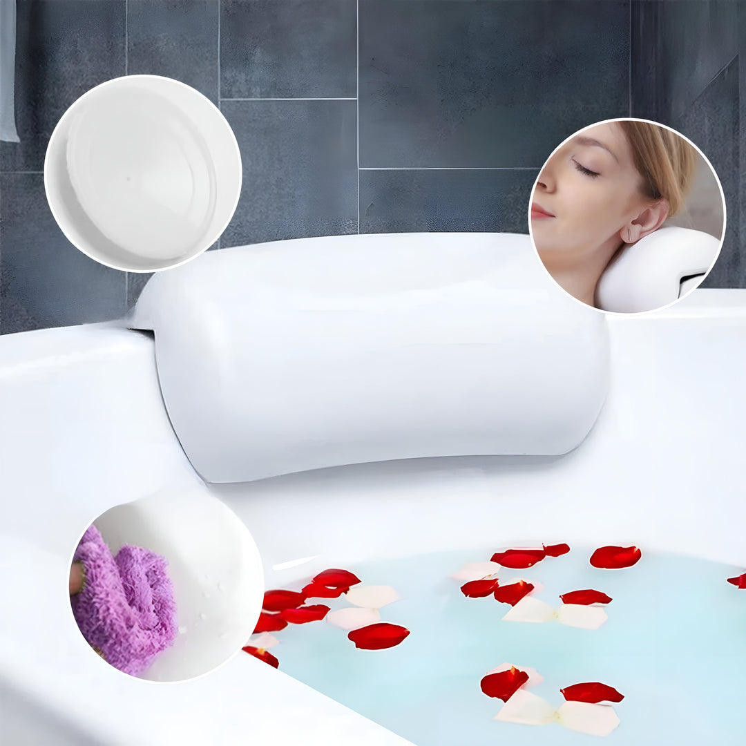 Badewannen-Kissen – Wasserdicht & Rutschfest | Weiches Memory-Schaum Kopf- & Rückenkissen mit Saugnäpfen | Karnz