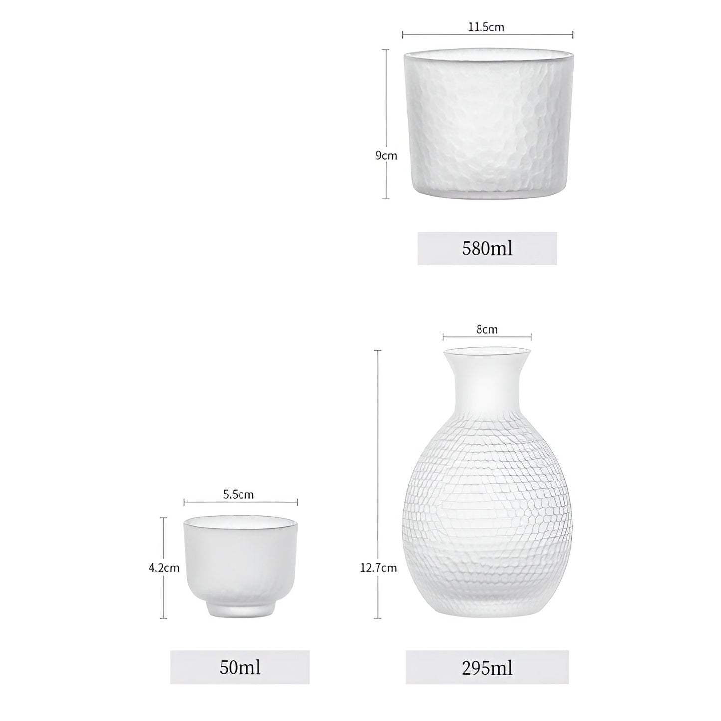 Japanischer Sake Satz aus Glas – Elegante Karaffe mit Bechern | Perfekt für Wein, Whisky & Likör | Karnz