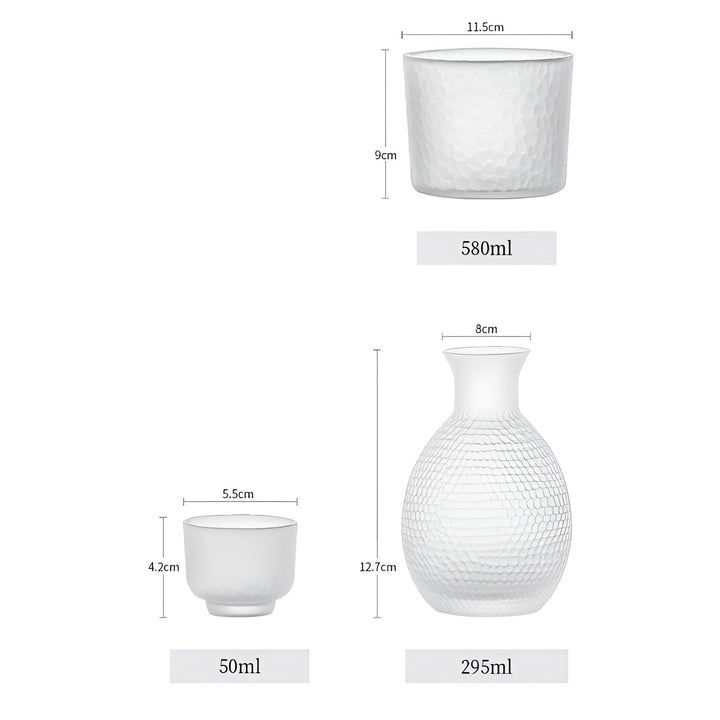 Japanischer Sake Satz aus Glas – Elegante Karaffe mit Bechern | Perfekt für Wein, Whisky & Likör | Karnz