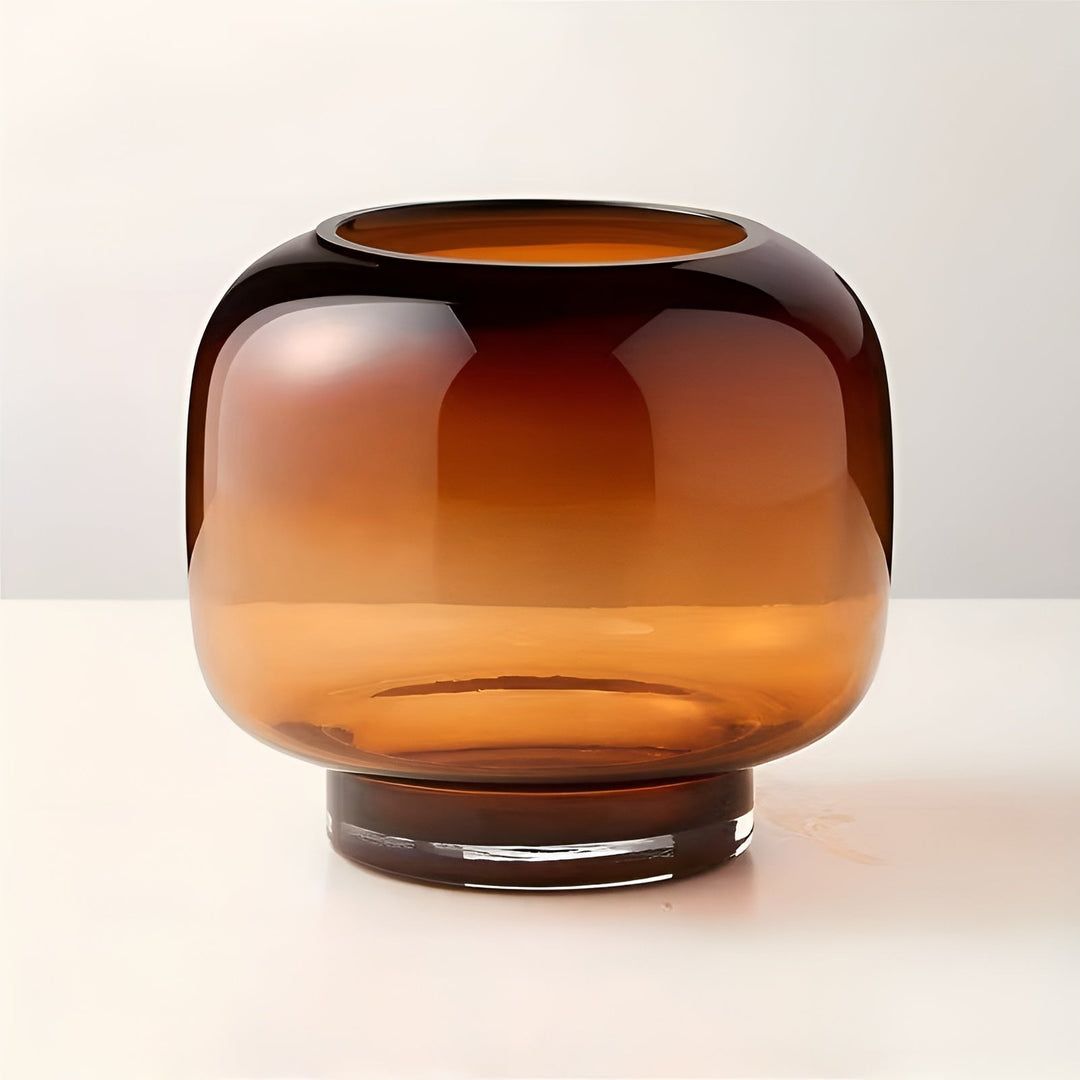 Handvase aus Glas von Karnzown – minimalistisch und dekorativ | Transparenter Innenraum für Blumen, Hydrokultur und moderne Pflanzen in Bernstein