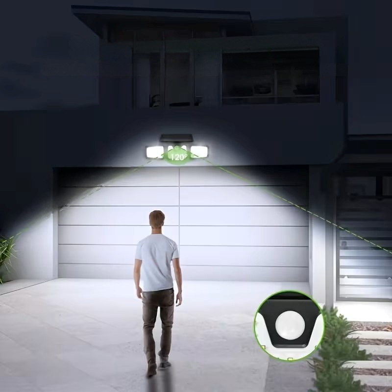 Solar-Wandlampe mit Bewegungsmelder – Helle Außenbeleuchtung mit 3 Leuchtmodi | Wetterfest (IP44) für Garten, Hof und Garage