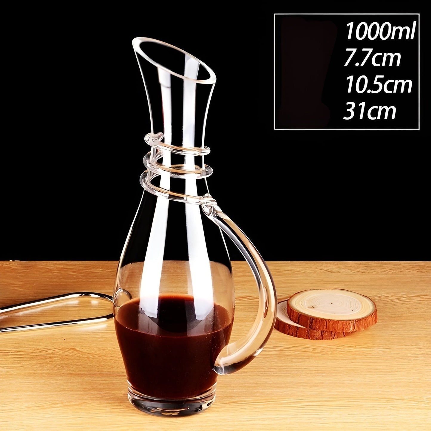 Weinkaraffe aus Kristall in Schneckenform – bleifrei für Wein oder Cognac | Dekorativ für Zuhause und Bar