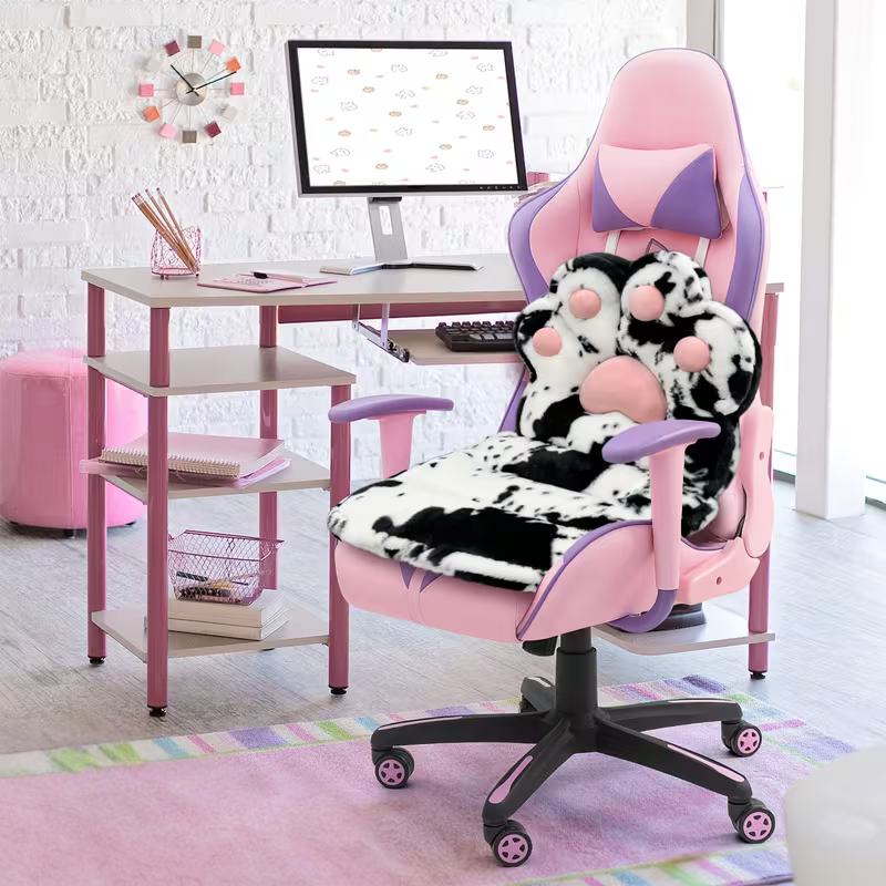 L-förmiges Katzenpfotenkissen – kuschelig und weich | Flauschiges Sitzkissen für Gaming-Stühle und Sofas
