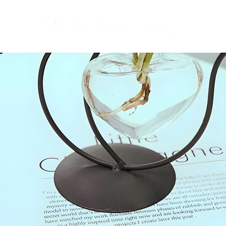 AquaPurr Vase – Hydroponische Glasherzvase mit katzenförmigem Halter