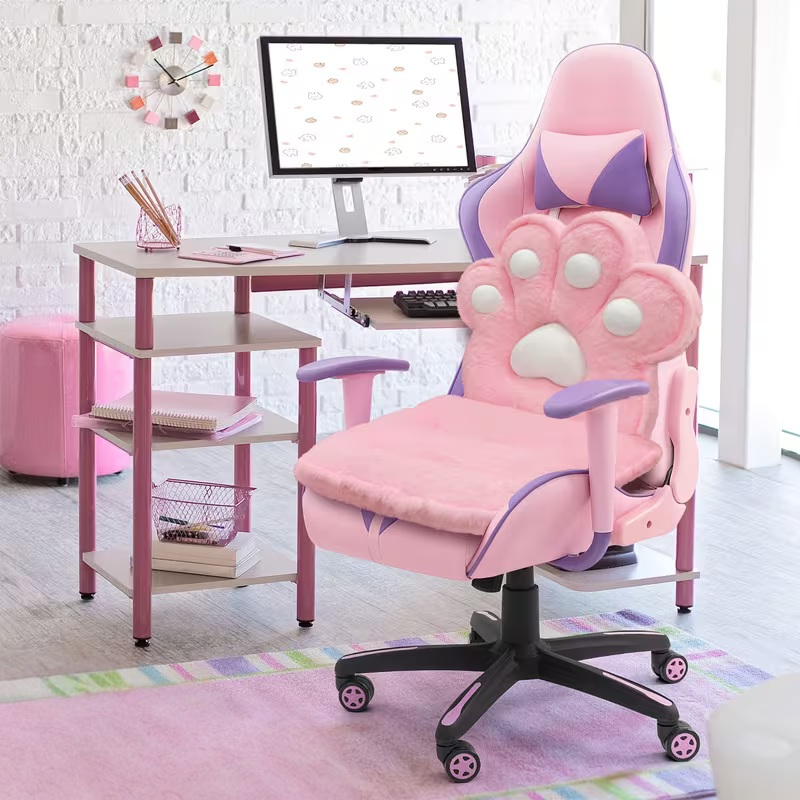 L-förmiges Katzenpfotenkissen – kuschelig und weich | Flauschiges Sitzkissen für Gaming-Stühle und Sofas