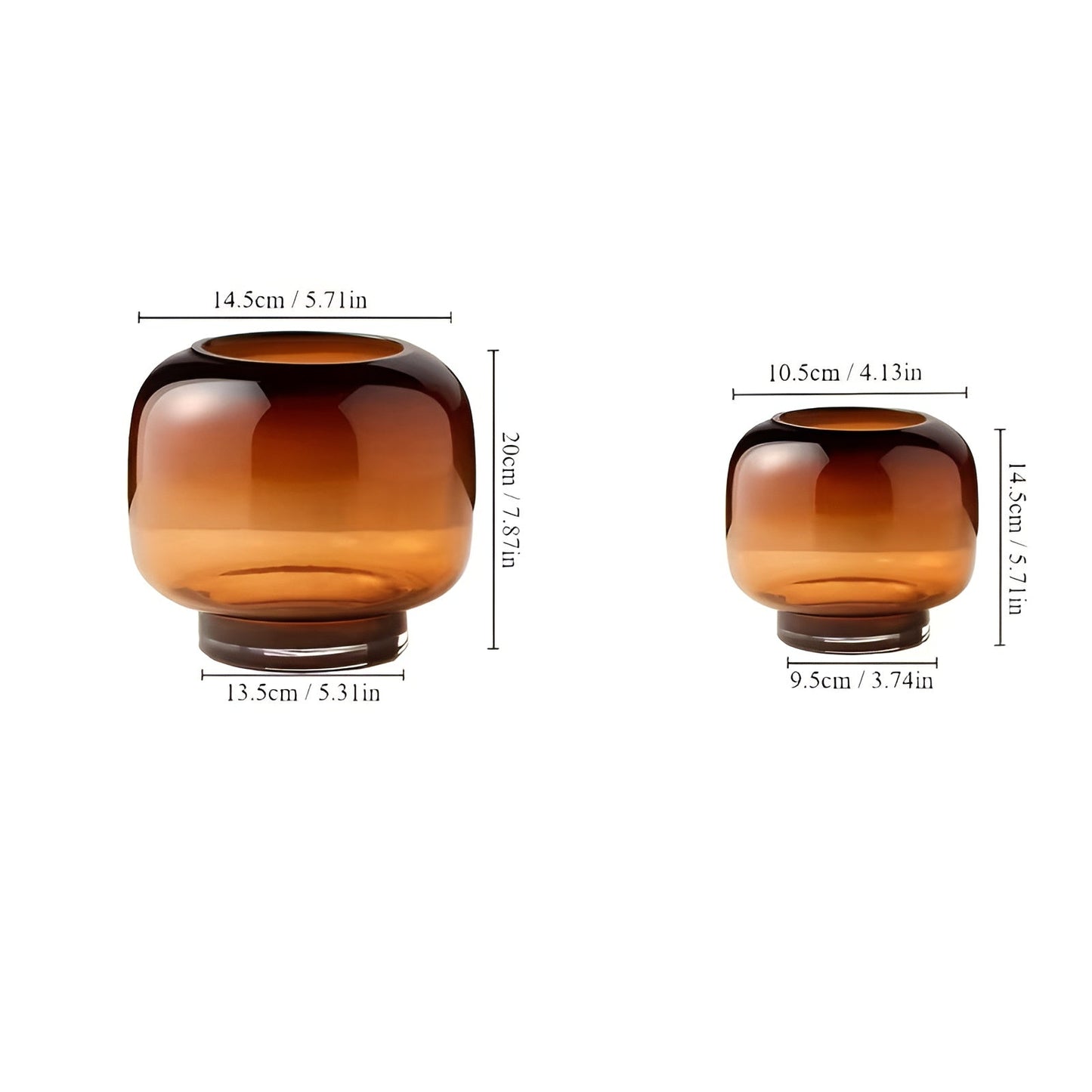 Handvase aus Glas von Karnzown – minimalistisch und dekorativ | Transparenter Innenraum für Blumen, Hydrokultur und moderne Pflanzen in Bernstein