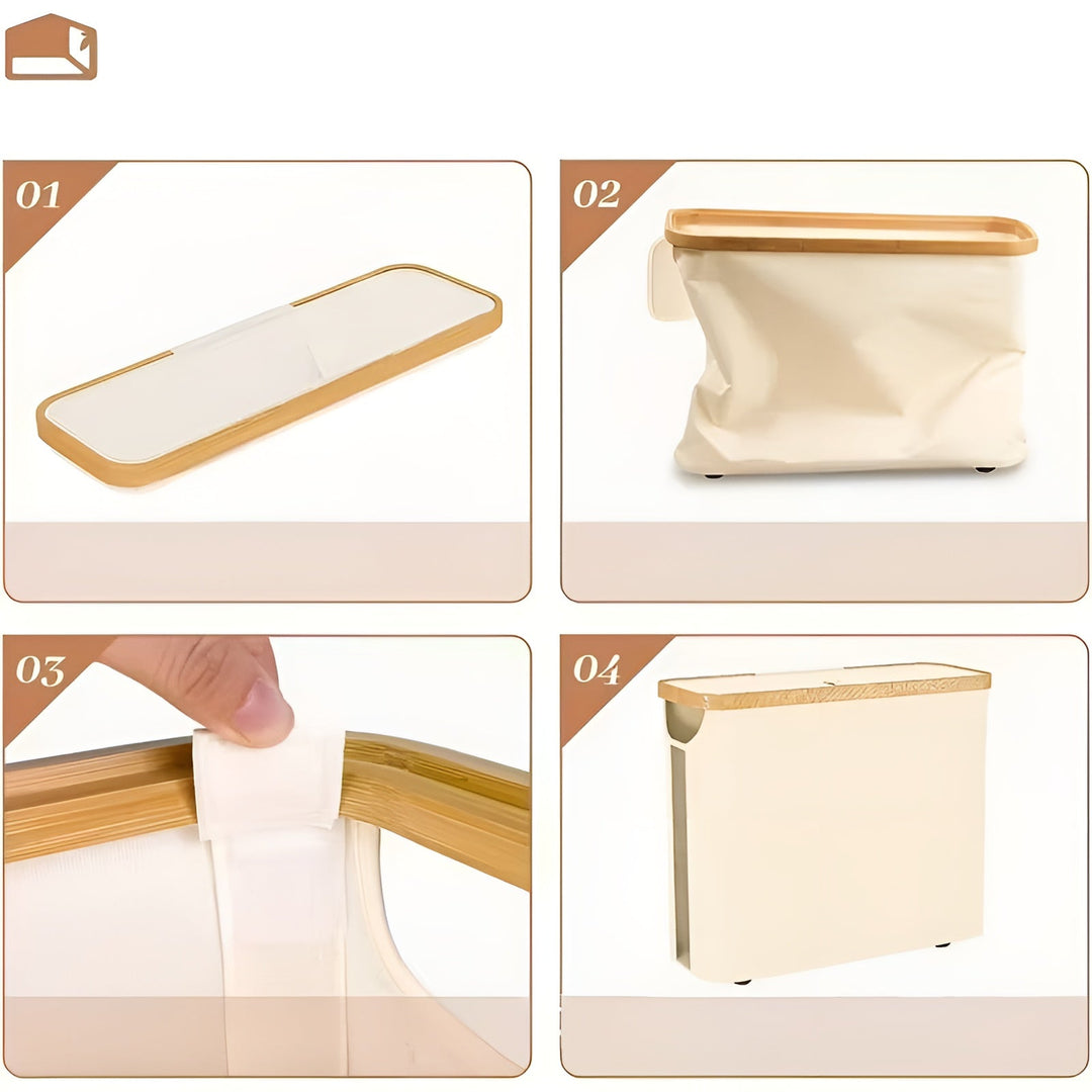 Großer Toilettenpapierhalter mit Deckel – platzsparend & faltbar | Holzrahmen für Badezimmer & Toilette | Karnz