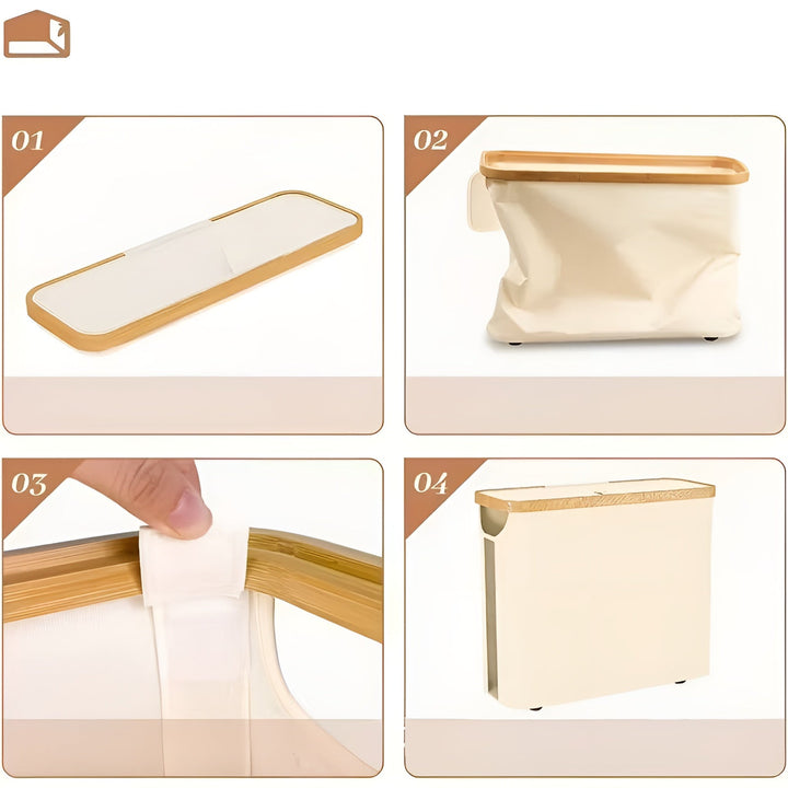 Großer Toilettenpapierhalter mit Deckel – platzsparend & faltbar | Holzrahmen für Badezimmer & Toilette | Karnz