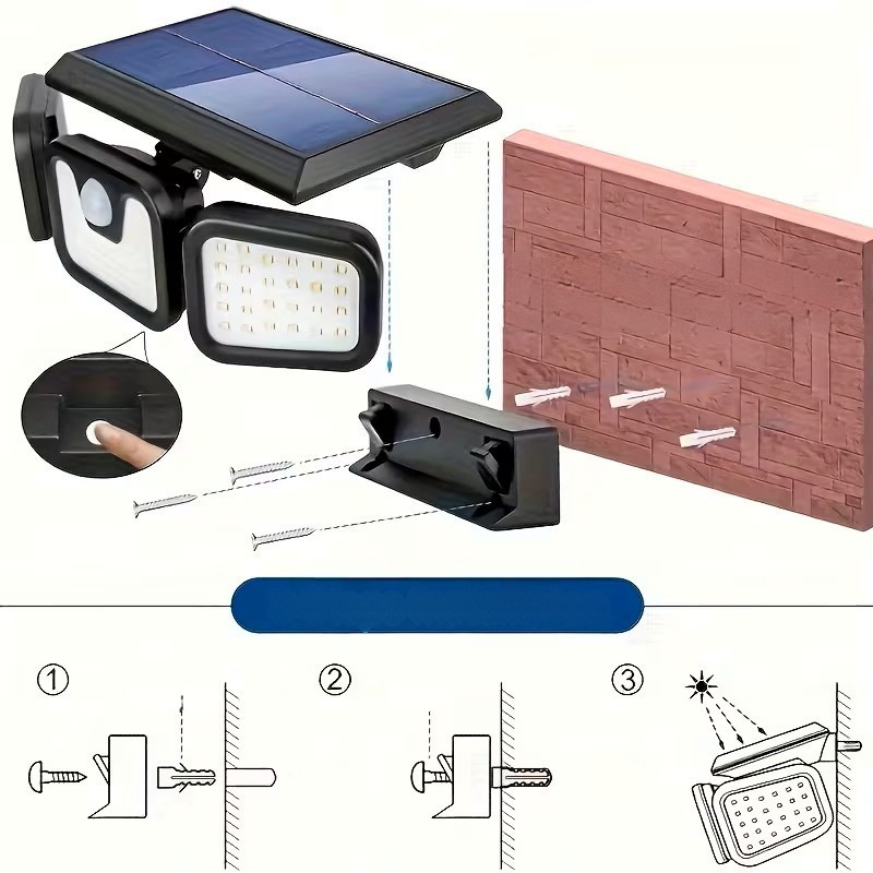 Solar-Wandlampe mit Bewegungsmelder – Helle Außenbeleuchtung mit 3 Leuchtmodi | Wetterfest (IP44) für Garten, Hof und Garage