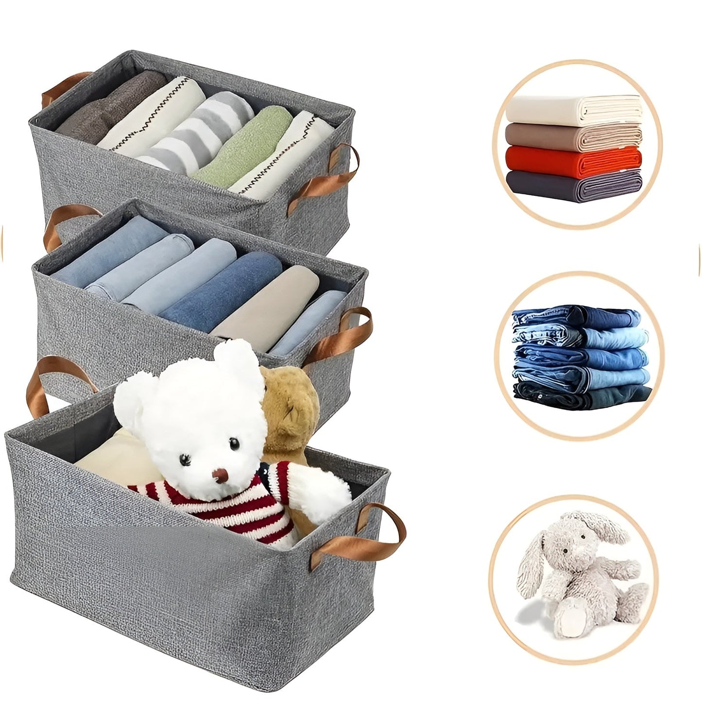 Faltbare Aufbewahrungskörbe – Praktisches 3-teiliges Set | Ideal für Kleidung, Spielzeug und mehr | Karnz