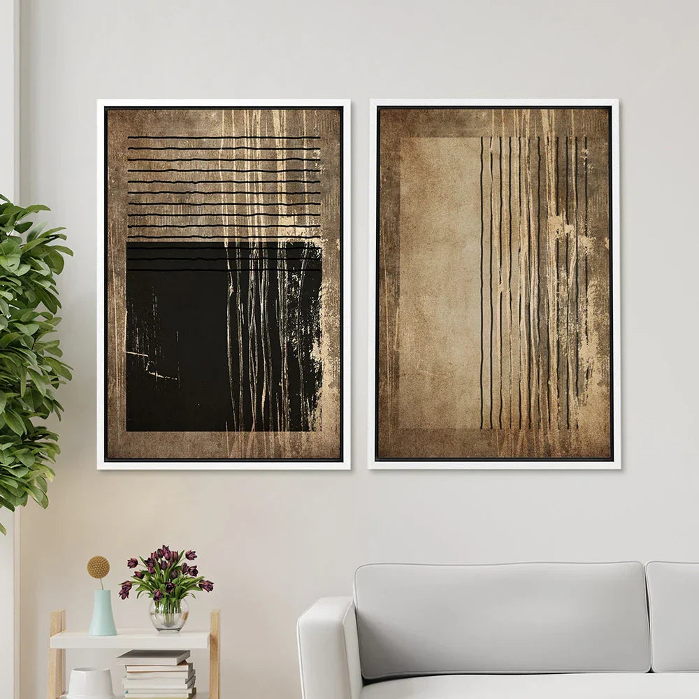 Urban Vintage Golden Brown Black Abstract Wall Art Fine Art Canvas Prints Bilder Für Modernes Apartment Wohnzimmer Esszimmer Home Office Dekor