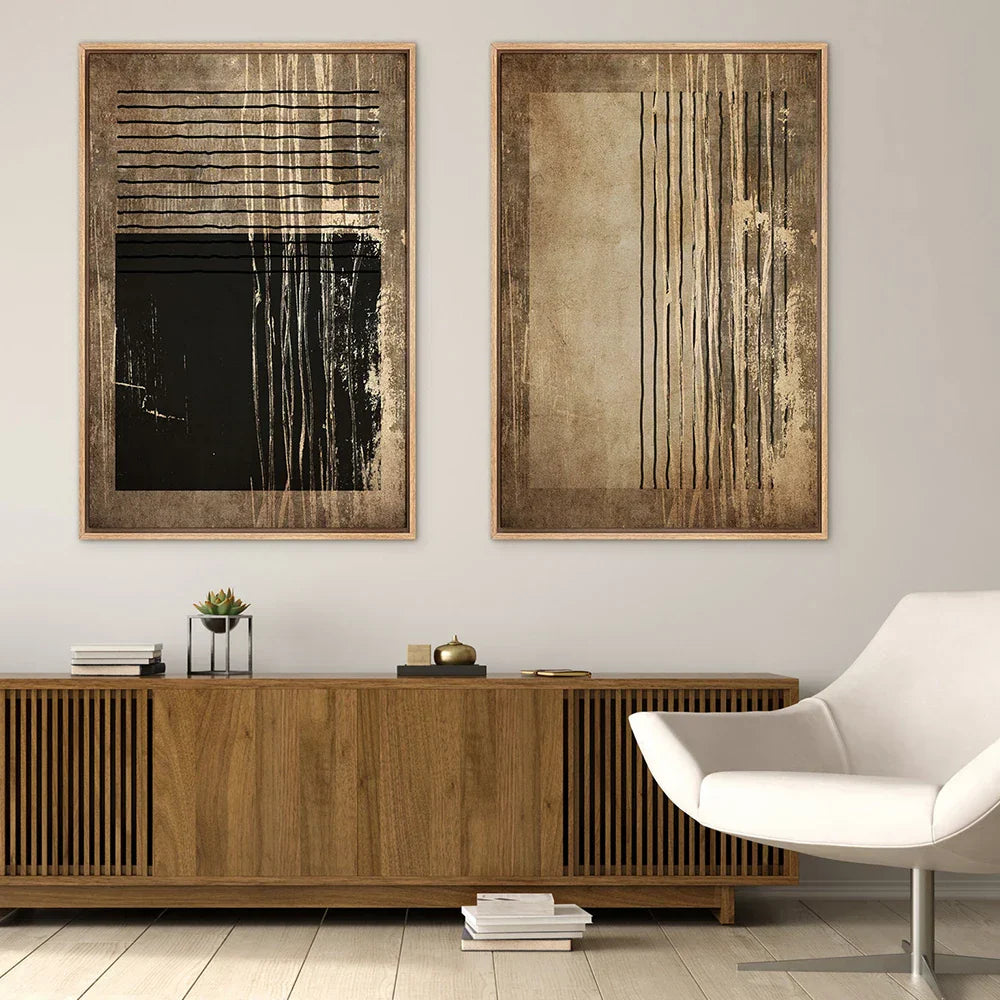 Urban Vintage Golden Brown Black Abstract Wall Art Fine Art Canvas Prints Bilder Für Modernes Apartment Wohnzimmer Esszimmer Home Office Dekor