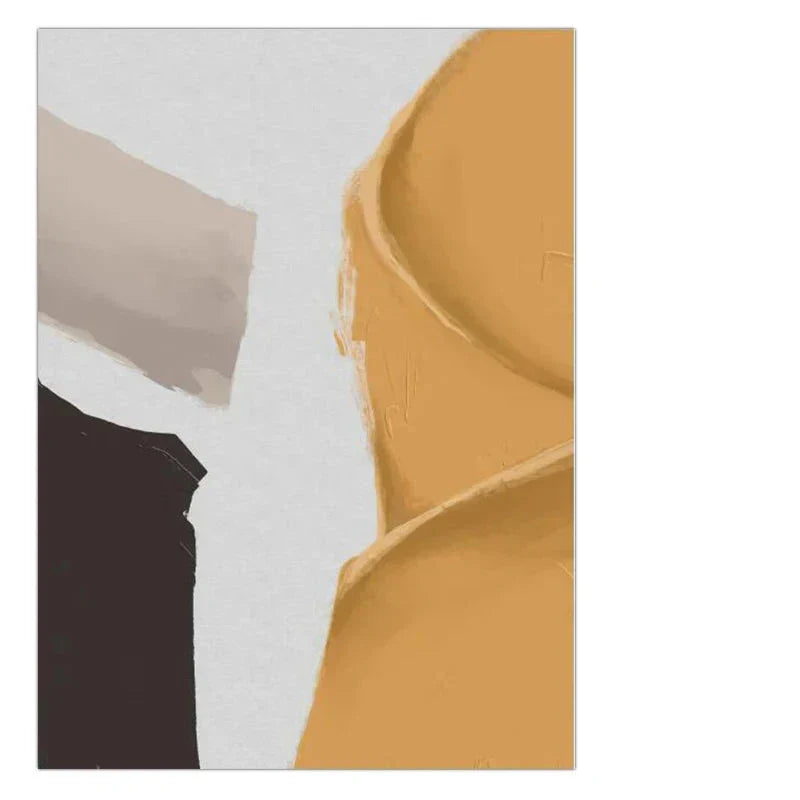 Vibrant Abstract Geometric Wall Art Fine Art Canvas Print - Senfgelb, Beige, Weiß, Schwarz - Minimalistische Moderne Wandkunst für Zeitgenössische Innenräume