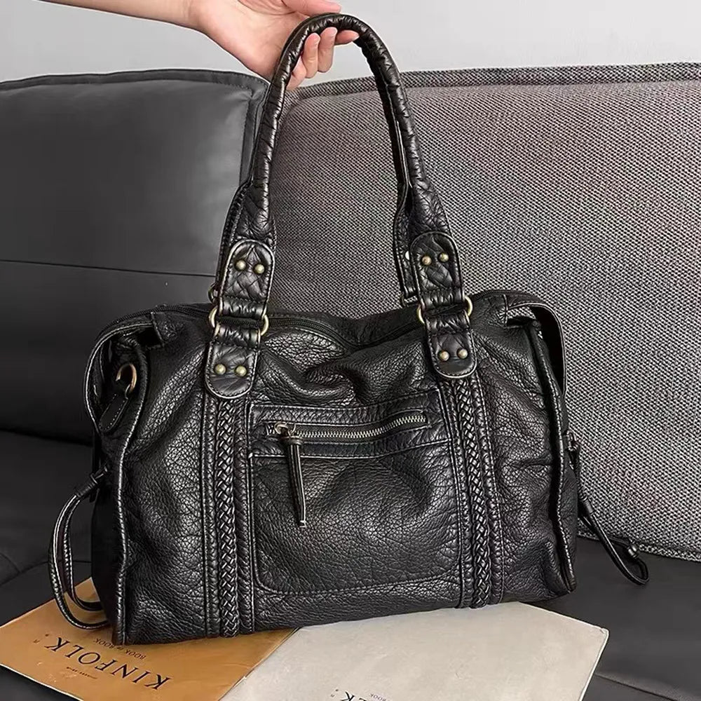 Damen Schultertasche PU-Leder geräumig mit Laptopfach und verstellbarem Schulterriemen | Karnz