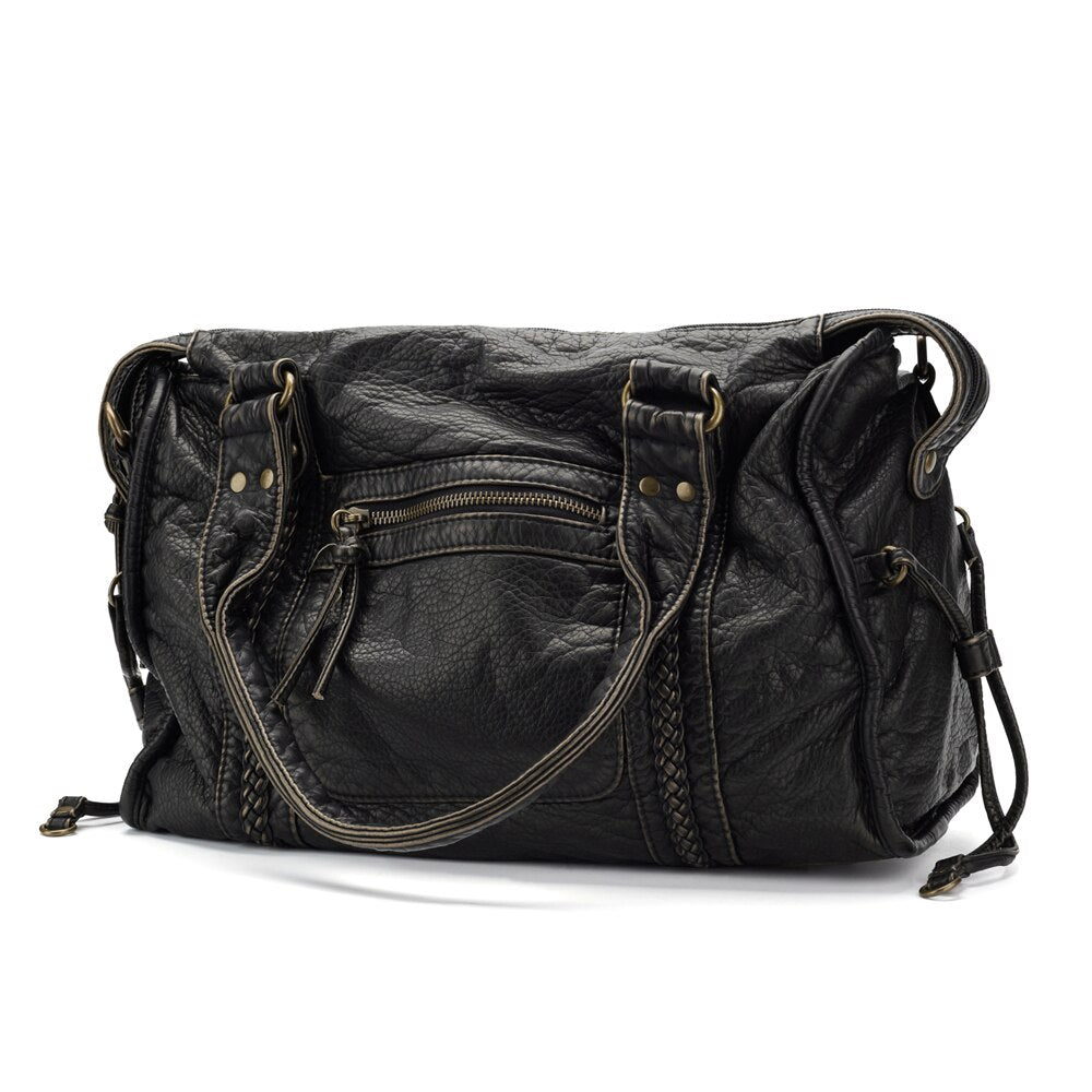 Damen Schultertasche PU-Leder geräumig mit Laptopfach und verstellbarem Schulterriemen | Karnz