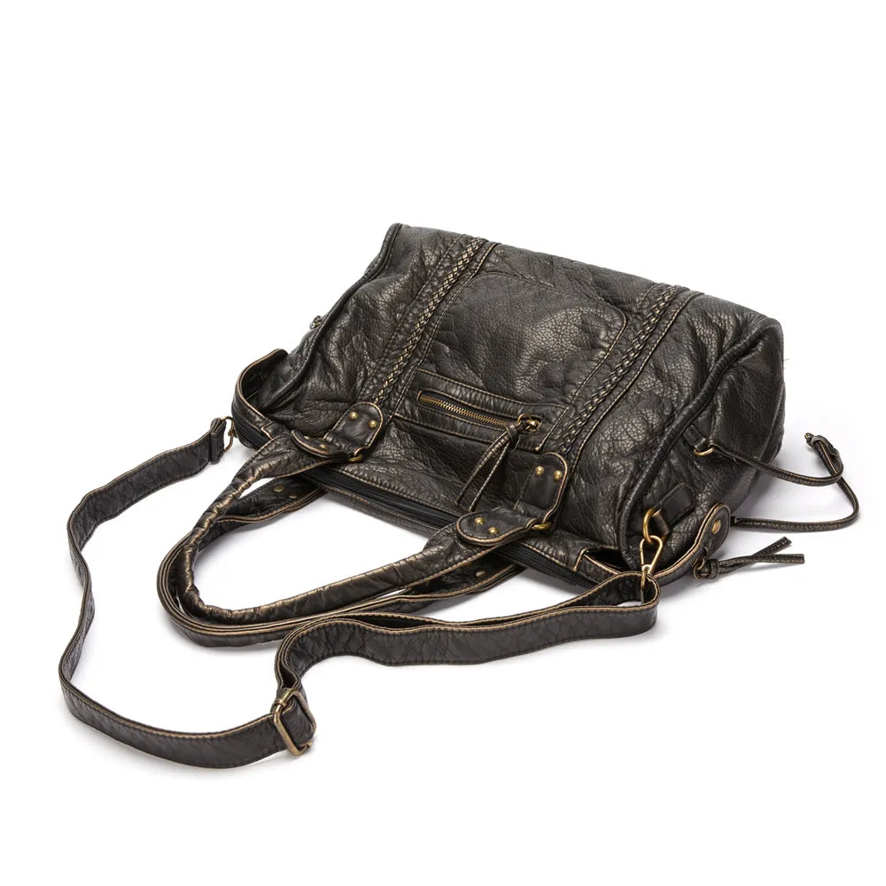 Damen Schultertasche PU-Leder geräumig mit Laptopfach und verstellbarem Schulterriemen | Karnz