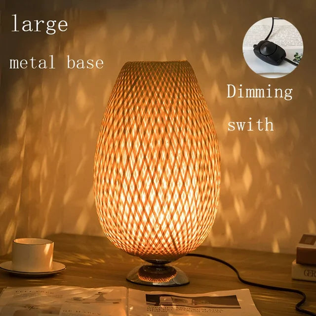 RustiekLicht - Vintage Bambus Tischlampe | Handgefertigt & Nachhaltig | Perfekt für Wohnzimmer & Schlafzimmer | Karnz