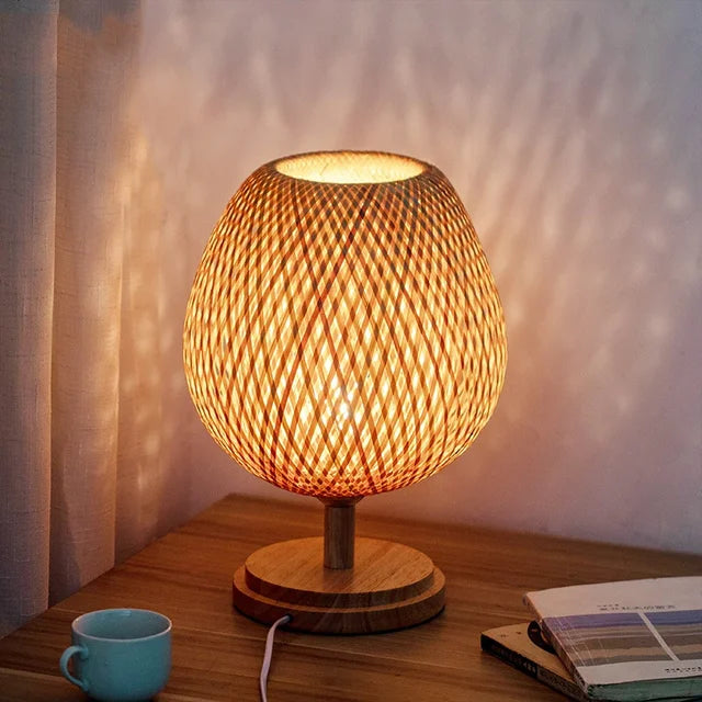RustiekLicht - Vintage Bambus Tischlampe | Handgefertigt & Nachhaltig | Perfekt für Wohnzimmer & Schlafzimmer | Karnz