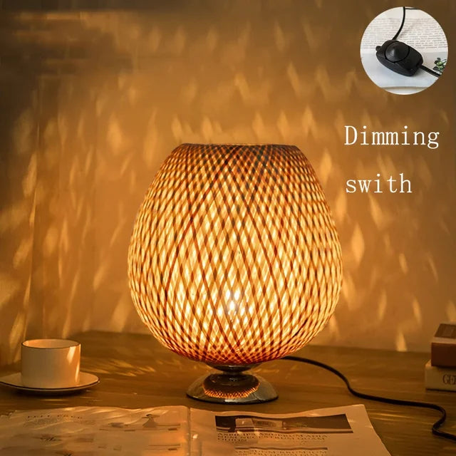 RustiekLicht - Vintage Bambus Tischlampe | Handgefertigt & Nachhaltig | Perfekt für Wohnzimmer & Schlafzimmer | Karnz