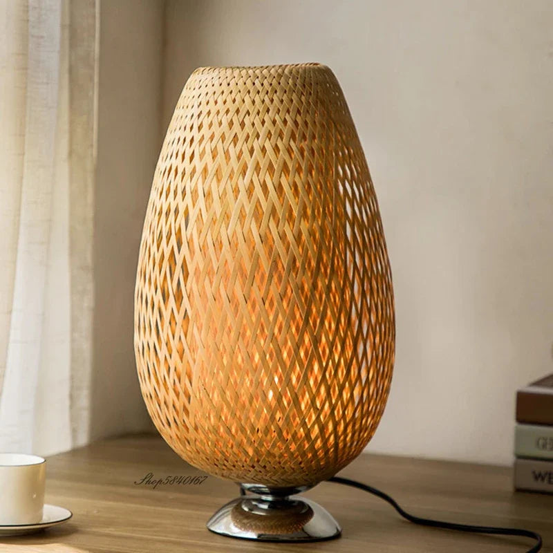 RustiekLicht - Vintage Bambus Tischlampe | Handgefertigt & Nachhaltig | Perfekt für Wohnzimmer & Schlafzimmer | Karnz