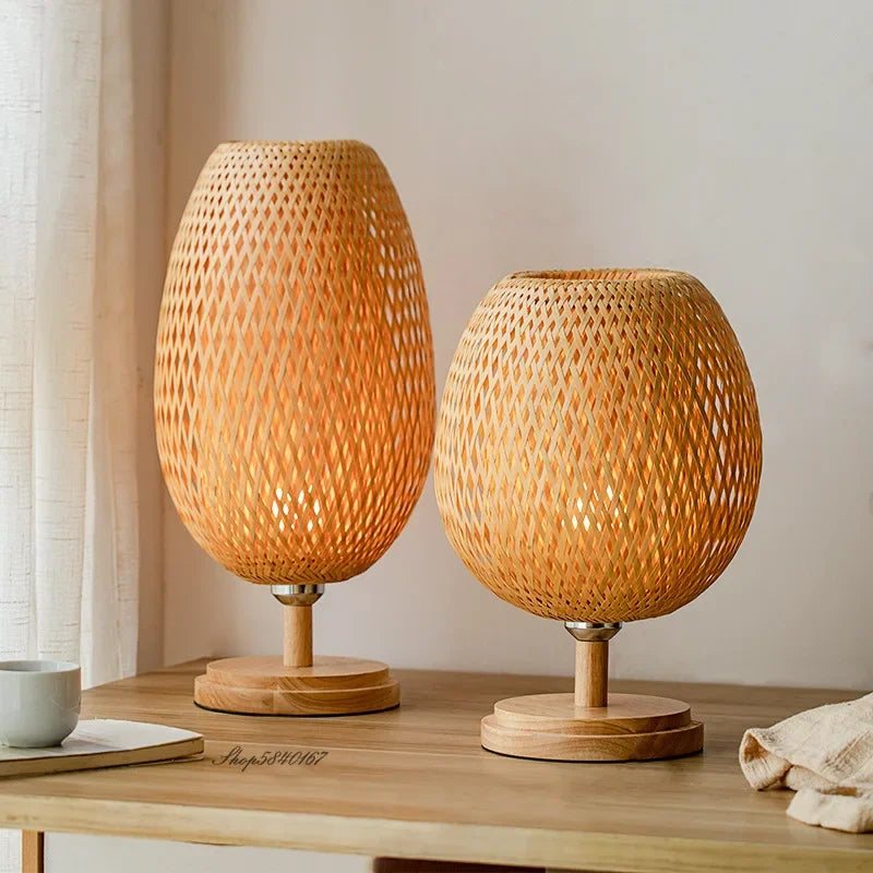 RustiekLicht - Vintage Bambus Tischlampe | Handgefertigt & Nachhaltig | Perfekt für Wohnzimmer & Schlafzimmer | Karnz