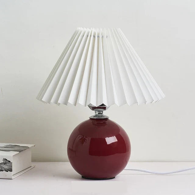 Elegante Tischlampe im Vintage-Stil - Antikes Design mit Plissee-Lampenschirm, Retro-Tischleuchte für Wohnzimmer & Schlafzimmer, Dekorativ und Stilvoll | Karnz