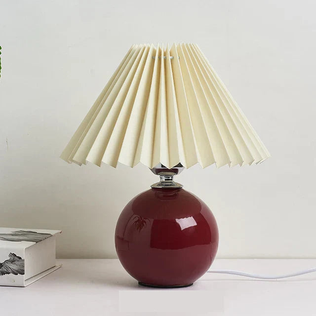Elegante Tischlampe im Vintage-Stil - Antikes Design mit Plissee-Lampenschirm, Retro-Tischleuchte für Wohnzimmer & Schlafzimmer, Dekorativ und Stilvoll | Karnz