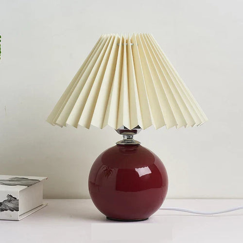 Elegante Tischlampe im Vintage-Stil - Antikes Design mit Plissee-Lampenschirm, Retro-Tischleuchte für Wohnzimmer & Schlafzimmer, Dekorativ und Stilvoll | Karnz