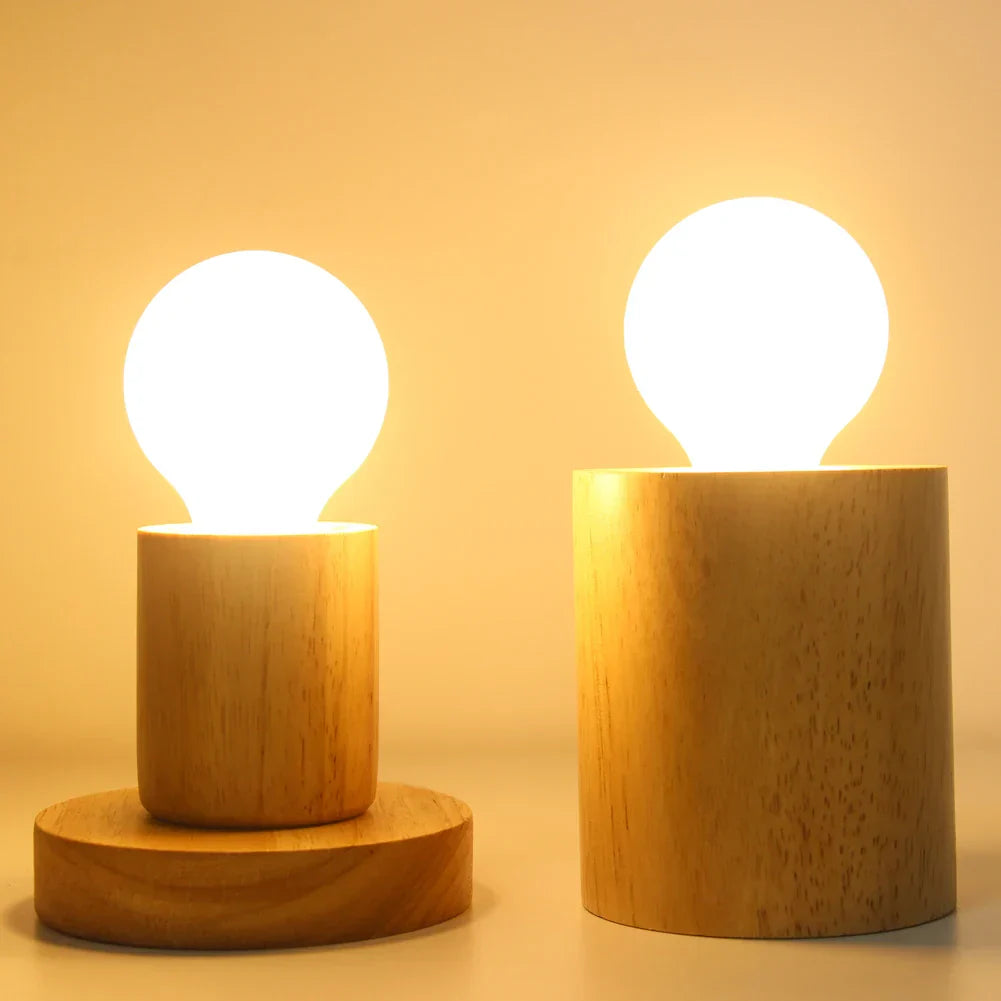 Retro Holz Tischlampe mit Lichterkugel – Dekorative Beleuchtung für Zuhause | Karnz