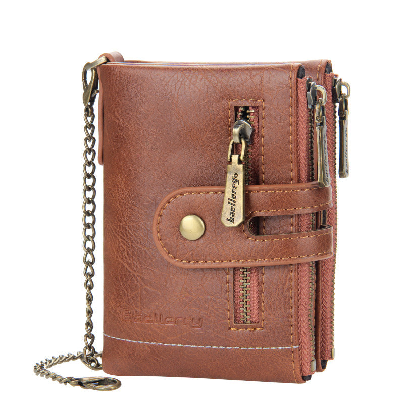 Vintage Doppelreißverschluss Brieftasche mit mehreren Kartenfächern für Herren | Karnz