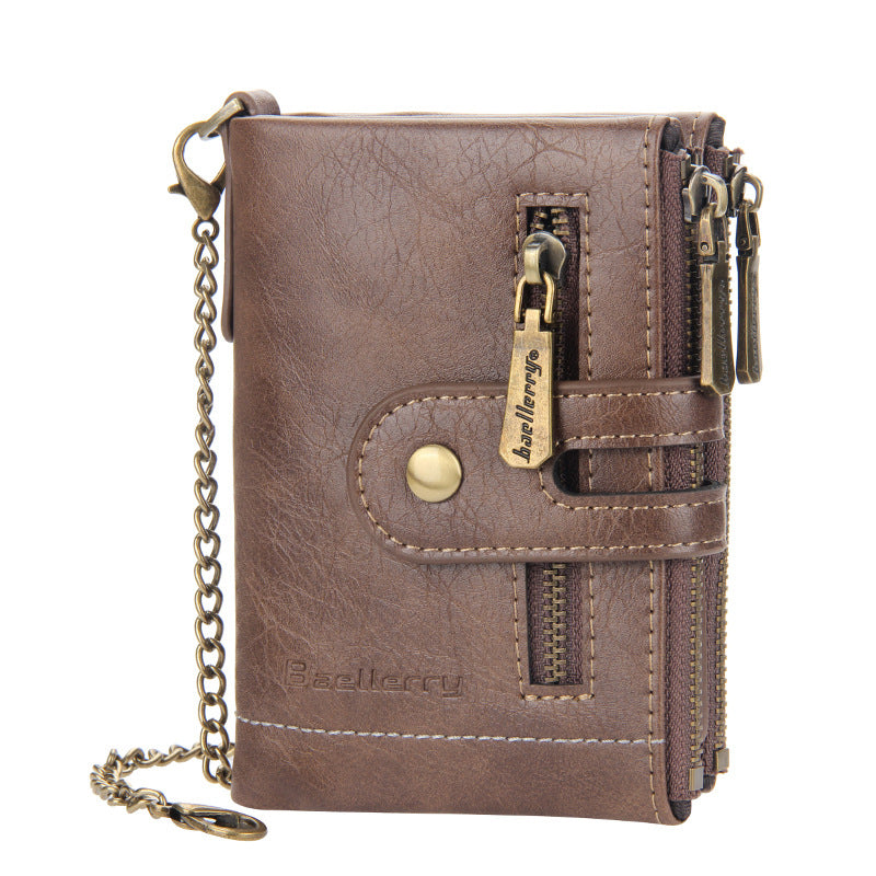 Vintage Doppelreißverschluss Brieftasche mit mehreren Kartenfächern für Herren | Karnz