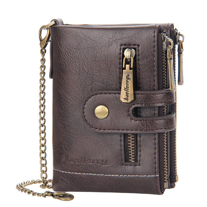 Vintage Doppelreißverschluss Brieftasche mit mehreren Kartenfächern für Herren | Karnz
