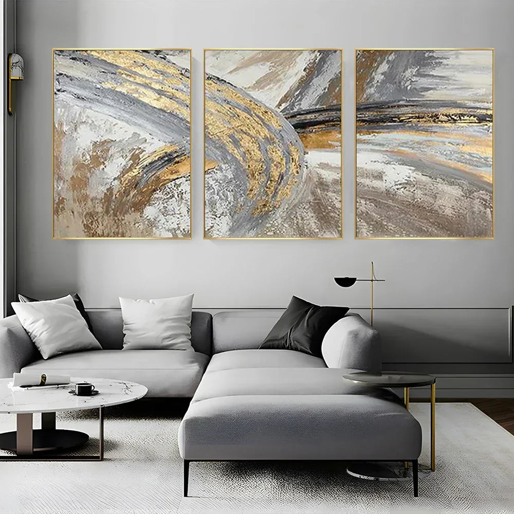 Vintage Golden Beige Abstract Wandkunst Fine Art Leinwanddrucke Poster Bilder für modernes Wohnzimmer Schlafzimmer Licht Luxus Wohnkultur