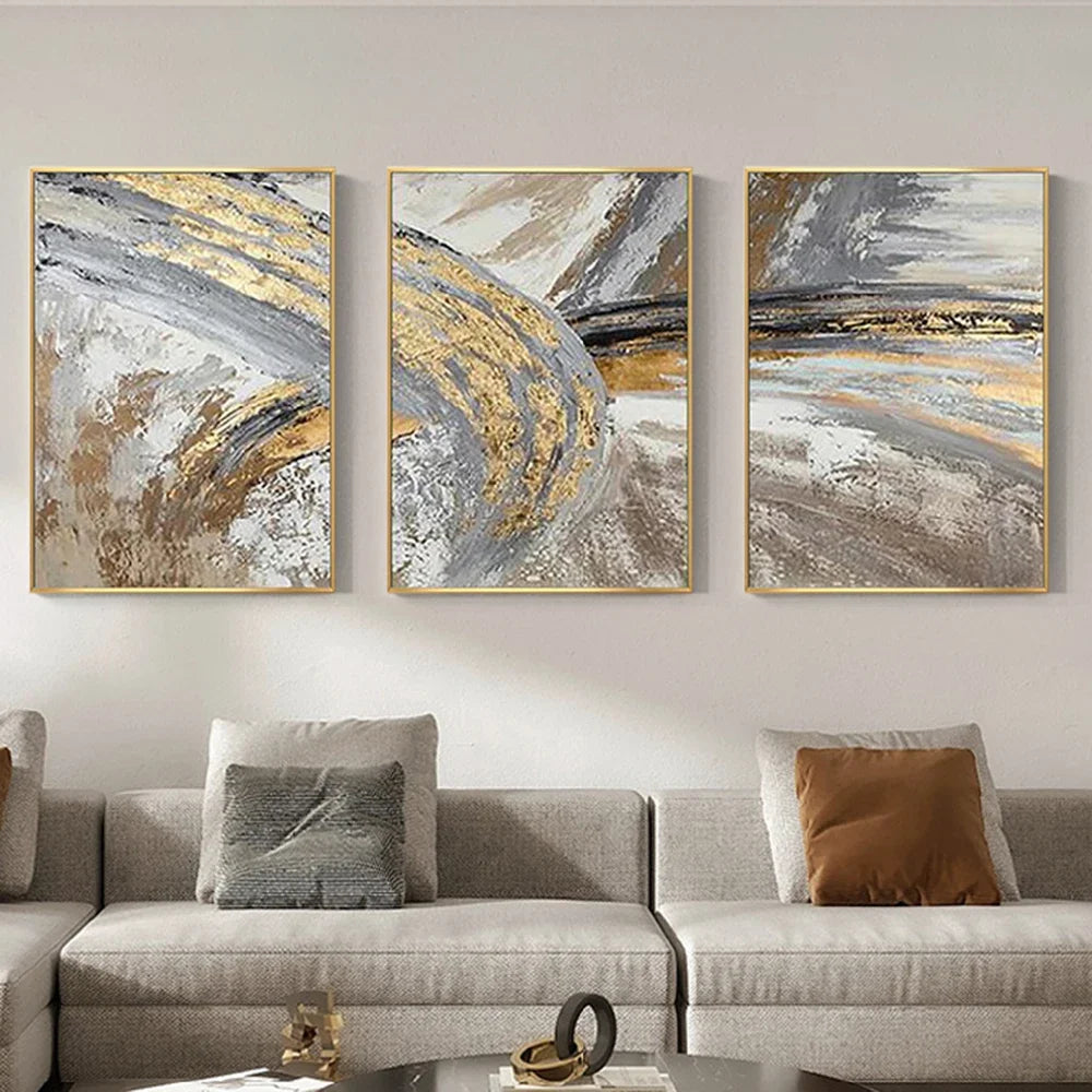 Vintage Golden Beige Abstract Wandkunst Fine Art Leinwanddrucke Poster Bilder für modernes Wohnzimmer Schlafzimmer Licht Luxus Wohnkultur