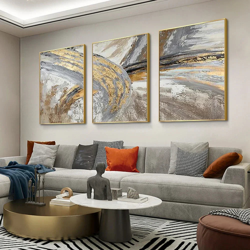 Vintage Golden Beige Abstract Wandkunst Fine Art Leinwanddrucke Poster Bilder für modernes Wohnzimmer Schlafzimmer Licht Luxus Wohnkultur