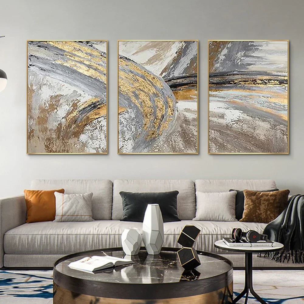 Vintage Golden Beige Abstract Wandkunst Fine Art Leinwanddrucke Poster Bilder für modernes Wohnzimmer Schlafzimmer Licht Luxus Wohnkultur