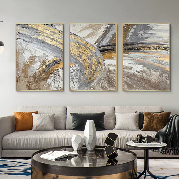 Vintage Golden Beige Abstract Wandkunst Fine Art Leinwanddrucke Poster Bilder für modernes Wohnzimmer Schlafzimmer Licht Luxus Wohnkultur