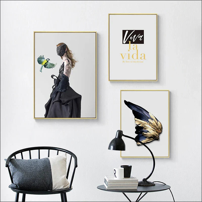 Viva La Vida Minimalistisch Feder Mode Lebensstil Zitat Wandkunst Feine Kunst Leinwanddrucke Bilder Für Wohnzimmer Inspirierende nordische Wohnkultur