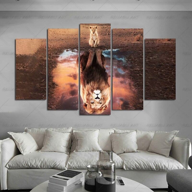 5 Panels "Bunte Tierdruck"-Wandkunst Modulare Bilder Poster