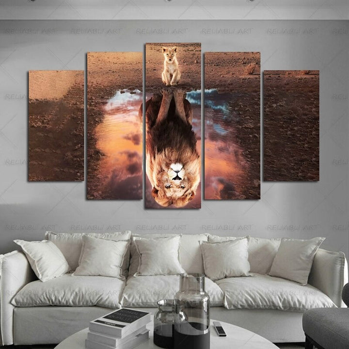 5 Panels "Bunte Tierdruck"-Wandkunst Modulare Bilder Poster