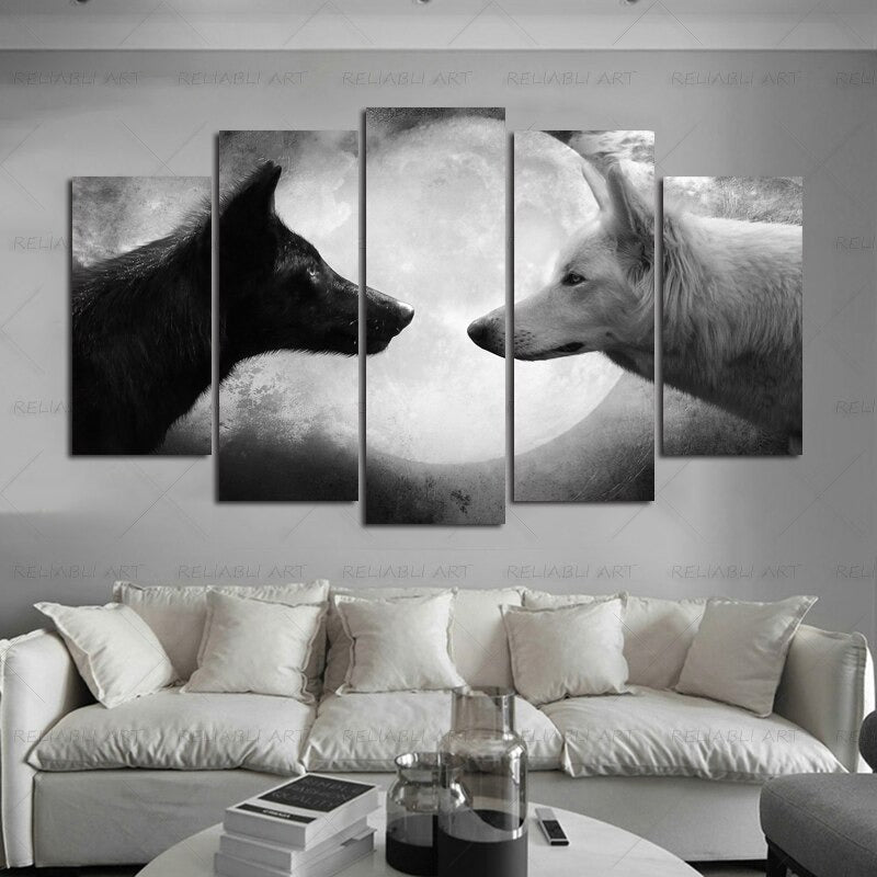 5 Panels "Bunte Tierdruck"-Wandkunst Modulare Bilder Poster