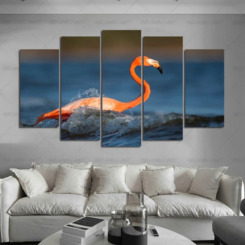 5 Panels "Bunte Tierdruck"-Wandkunst Modulare Bilder Poster