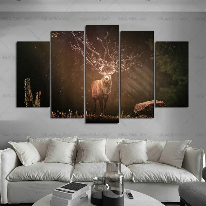 5 Panels "Bunte Tierdruck"-Wandkunst Modulare Bilder Poster