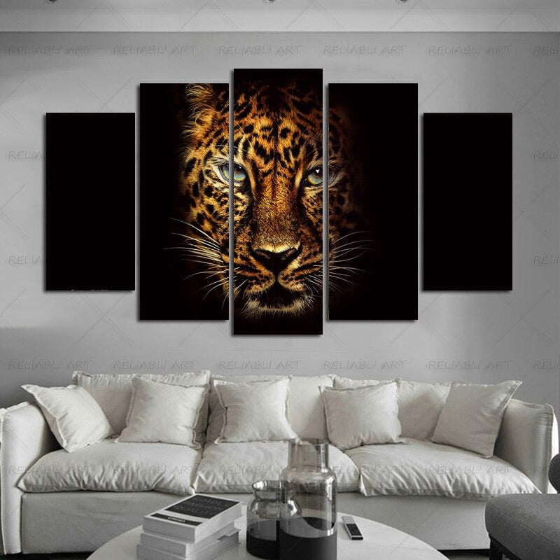 5 Panels "Bunte Tierdruck"-Wandkunst Modulare Bilder Poster
