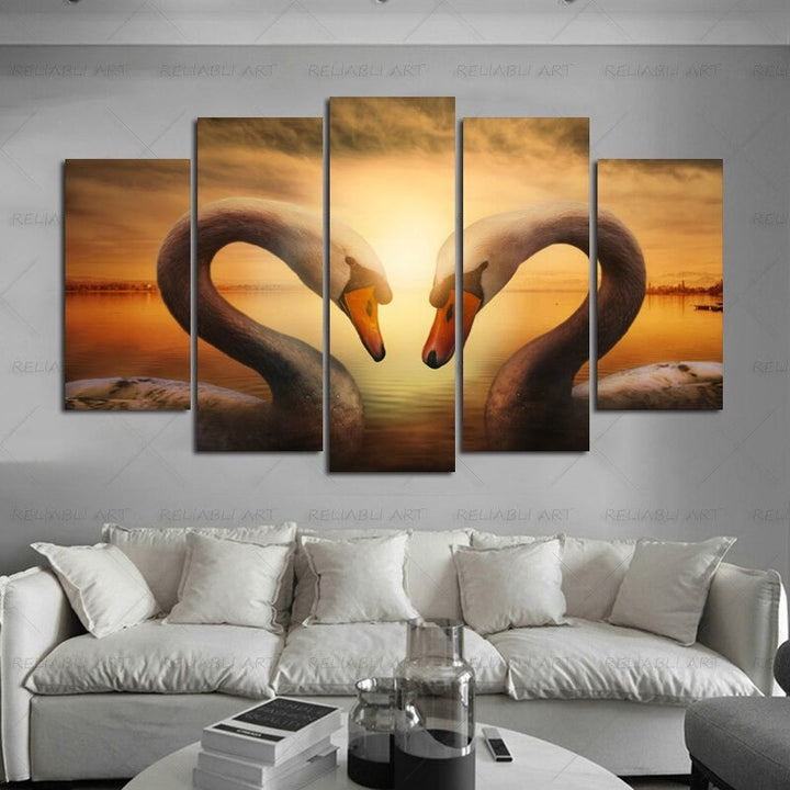 5 Panels "Bunte Tierdruck"-Wandkunst Modulare Bilder Poster